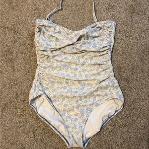 Xhilaration Blue and Cream Floral Swimsuit
